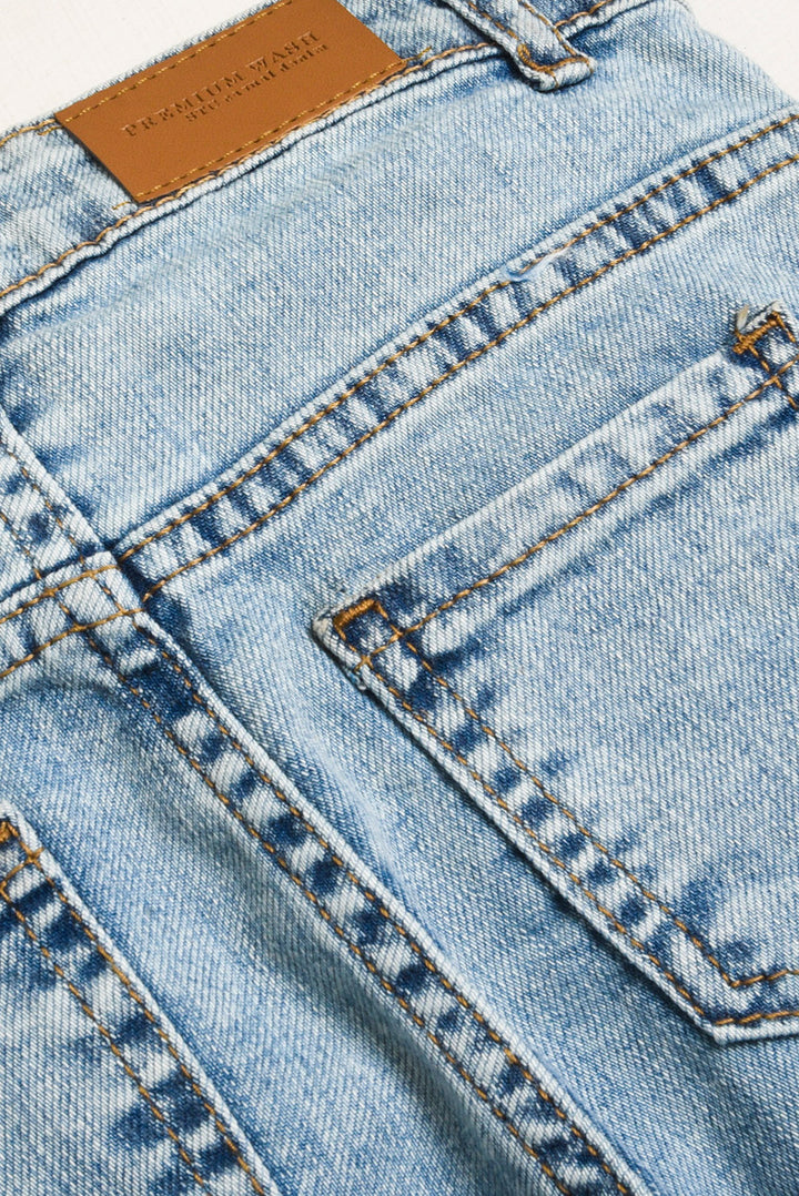 Light Blue Printed Denim Pants (PW362)