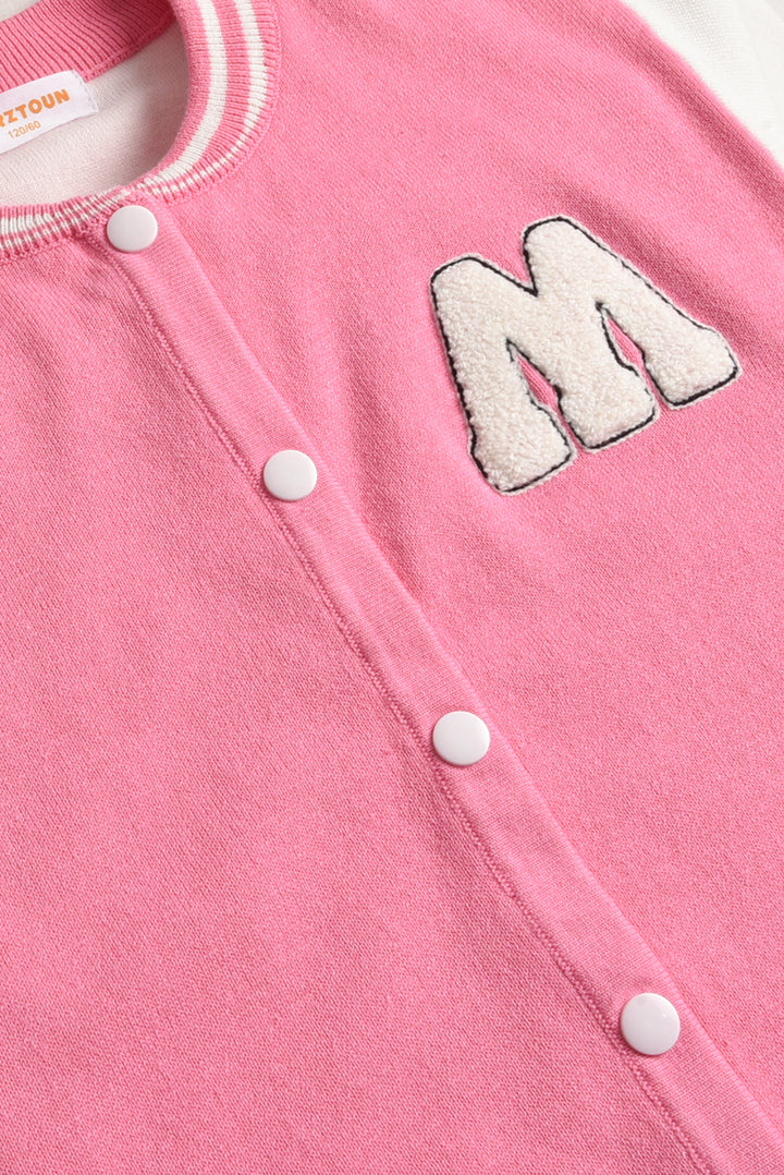 Imported Towel-Embroidered Varsity Cardigan