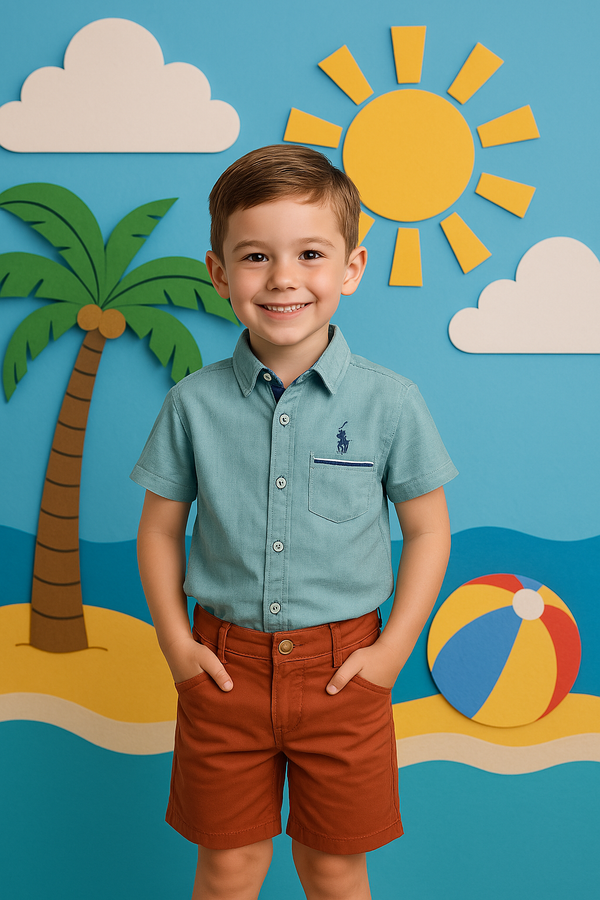 Boys Dusty Green Cotton Shirt (PW271)
