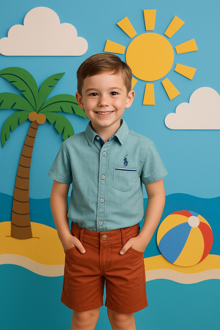 Boys Dusty Green Cotton Shirt (PW271)