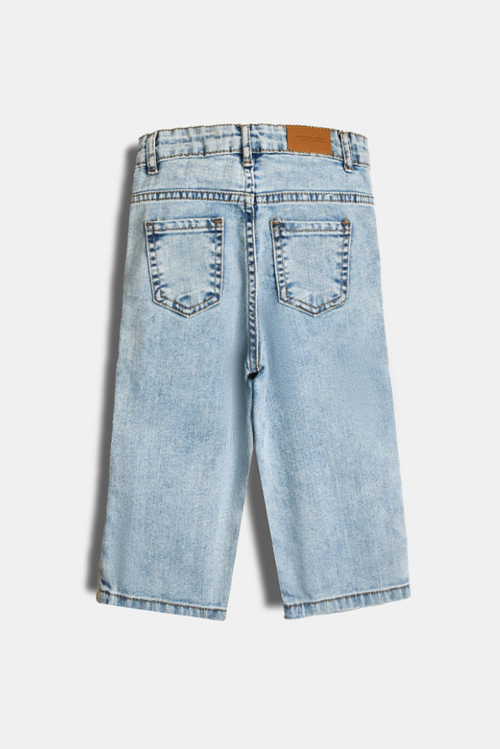 Light Blue Printed Denim Pants (PW362)