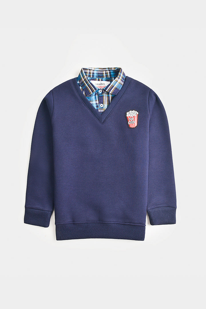 Navy Blue Popcorn Patch Kids' Sweatshirt