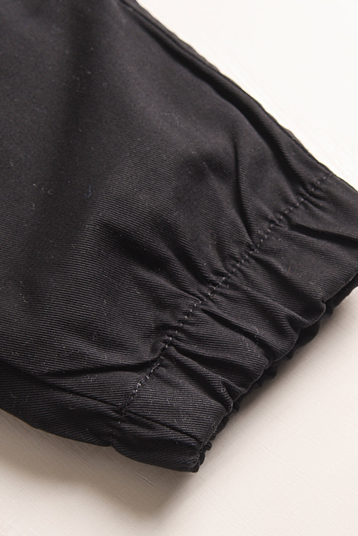 Jet Black Cargo Cotton Pants (PW455)
