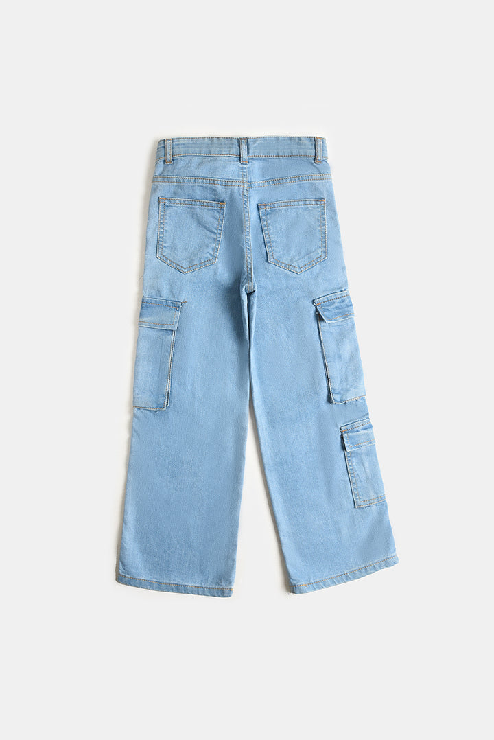 7 Pockets Light Blue Cargo Jeans (PW301)