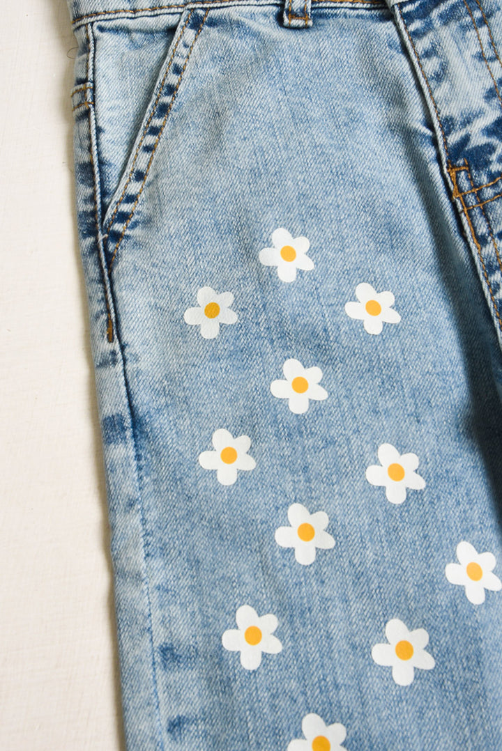 Light Blue Printed Denim Pants (PW362)
