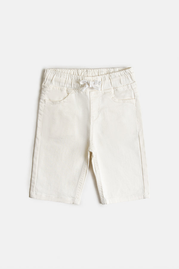 Stretchable White Denim Shorts (PW315)