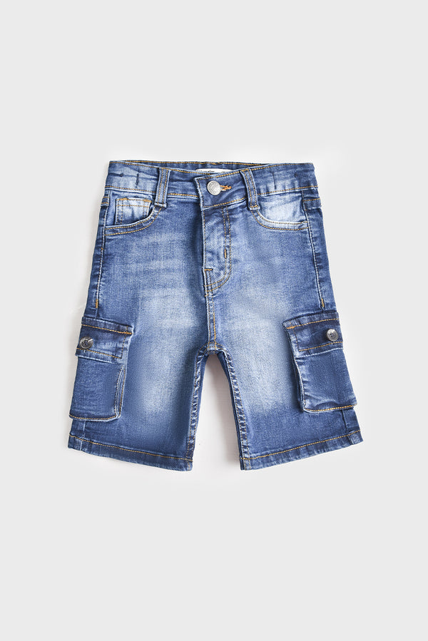 Stretchable Light- Blue Denim Cargo Shorts (PW-169)