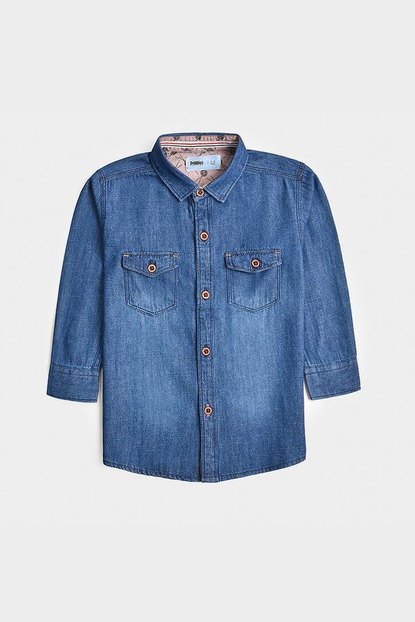 Mid Blue Denim Casual Shirt