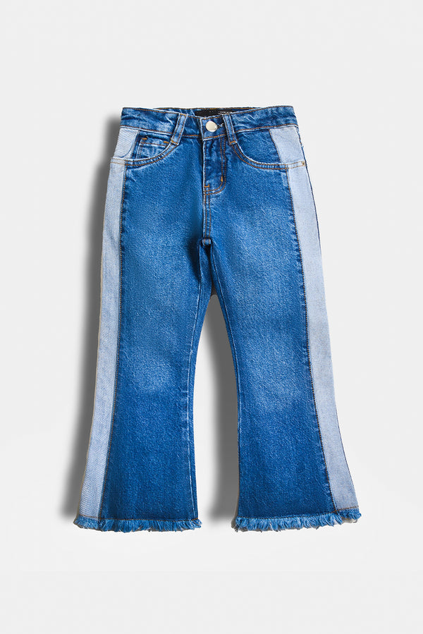Girls Two-Tone Wide Leg Denim Pants (PW370)