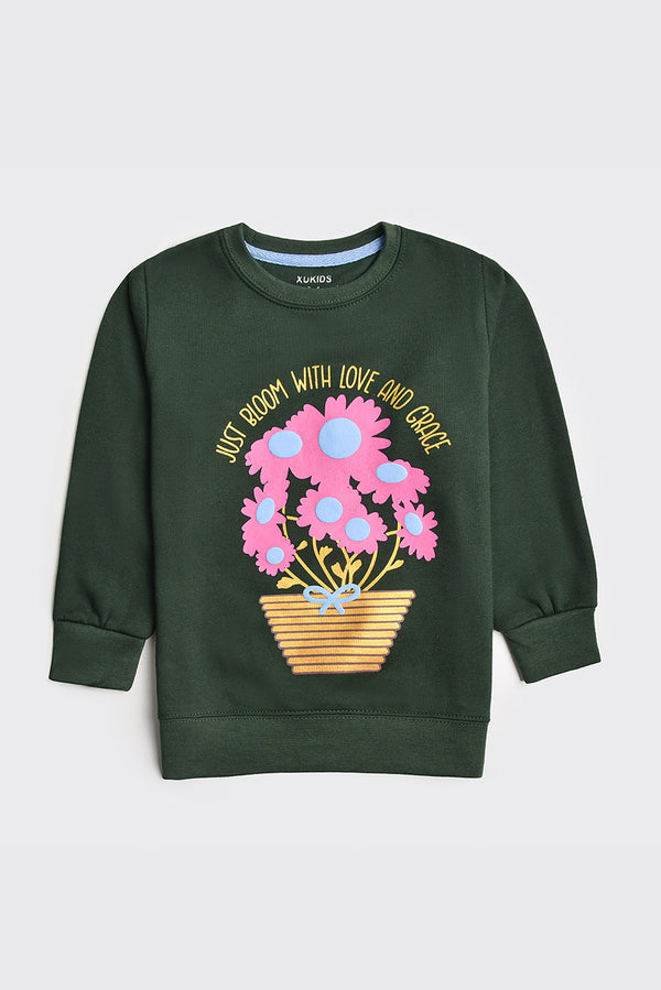 Dark Green 'Just Bloom' Sweatshirt