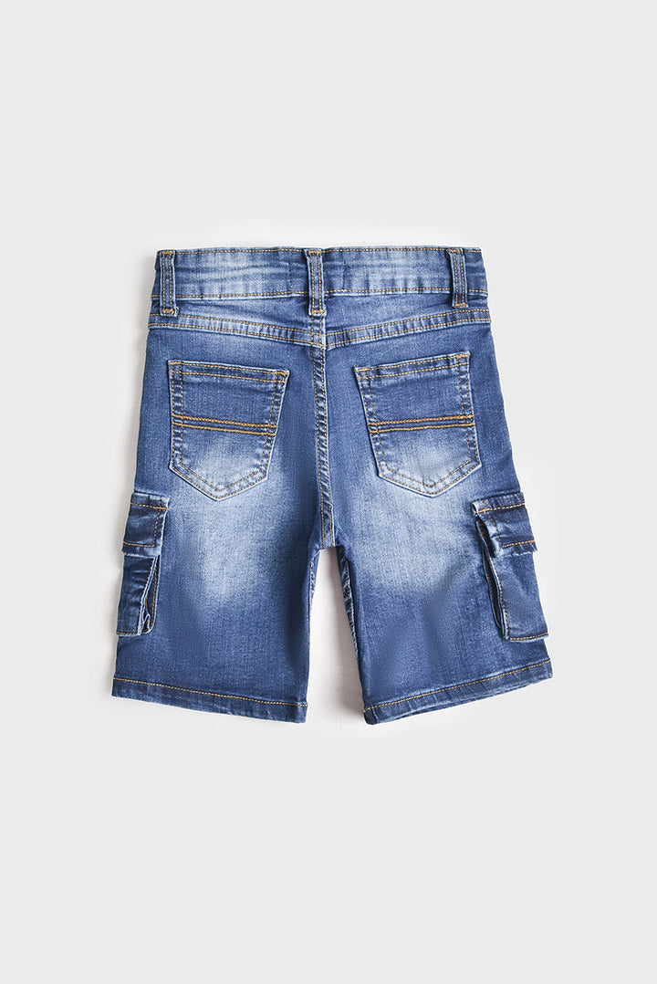 Stretchable Light- Blue Denim Cargo Shorts (PW-169)