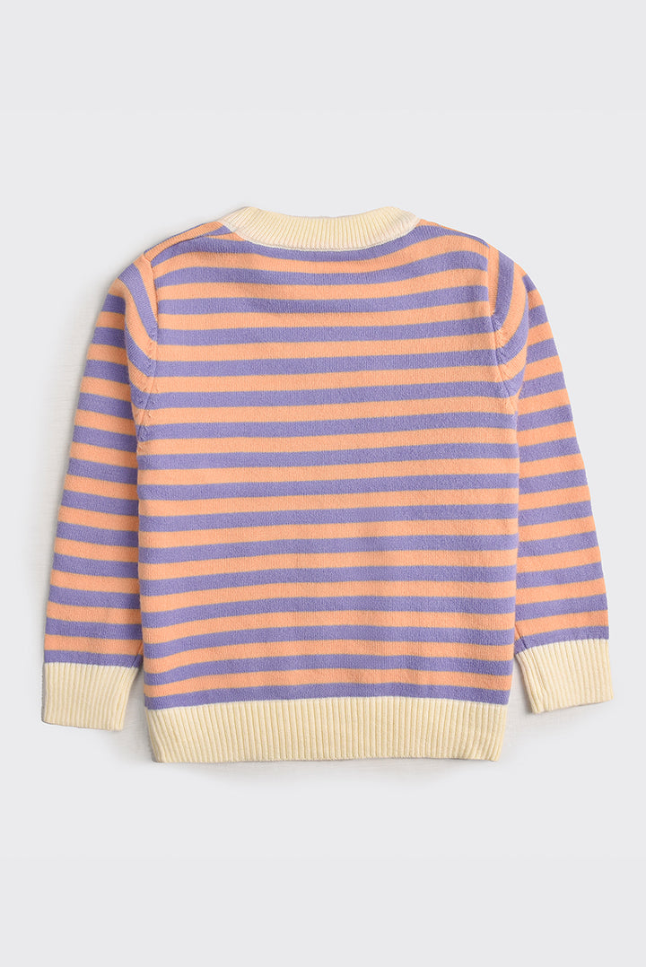 Imported Boys' Striped Sweater with Pocket Design