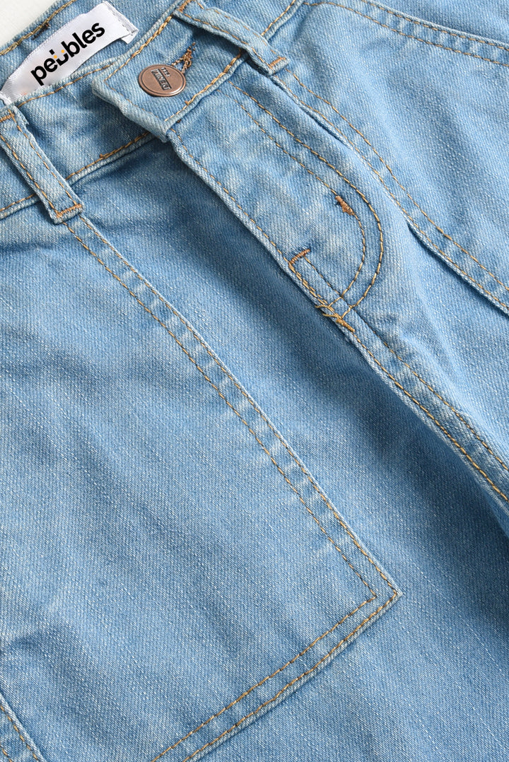 7 Pockets Light Blue Cargo Jeans (PW301)
