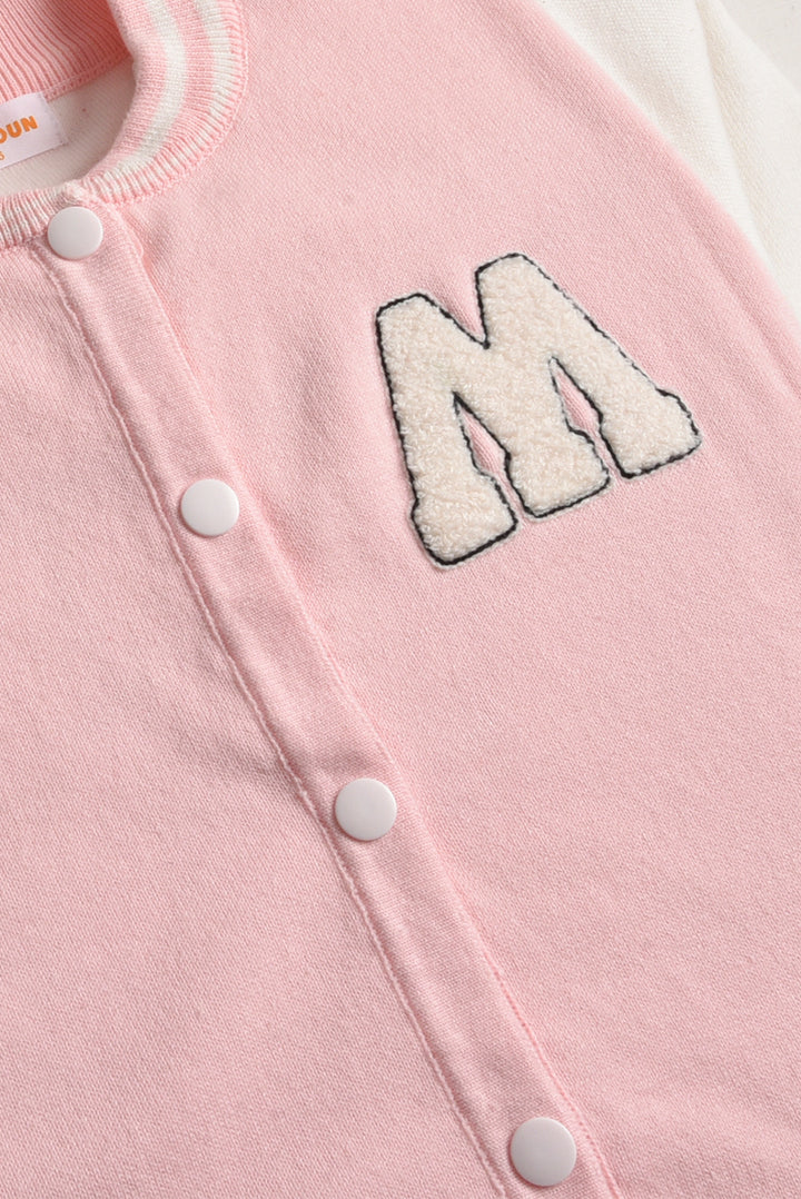 Imported Towel-Embroidered Varsity Cardigan
