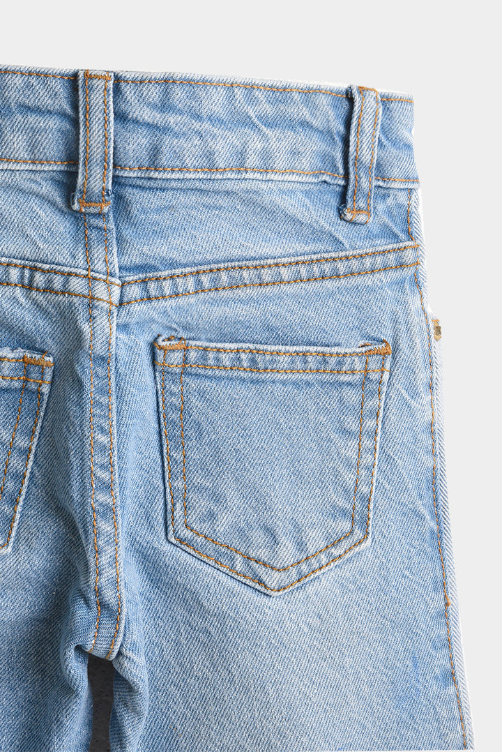 Girls Two-Tone Wide Leg Denim Pants (PW355)