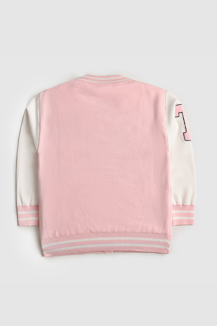 Imported Towel-Embroidered Varsity Cardigan
