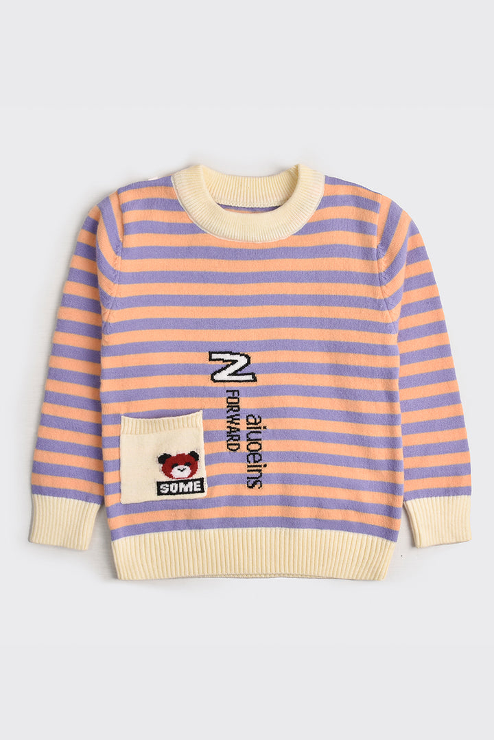 Imported Boys' Striped Sweater with Pocket Design