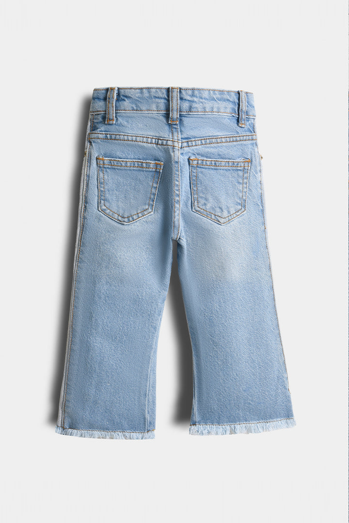 Girls Two-Tone Wide Leg Denim Pants (PW355)