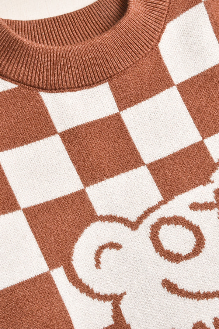 Imported Brown & White Bear Graphic Sweater