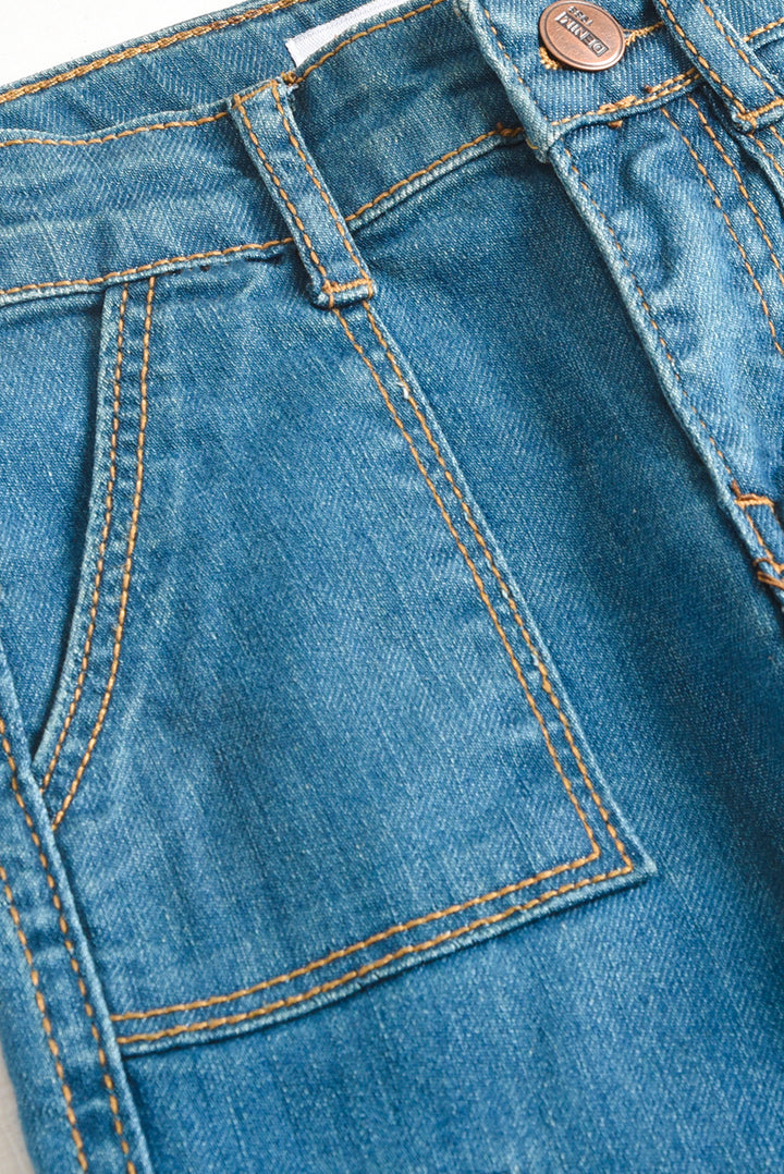 7 Pockets Mid Blue Wash Cargo Jeans (PW380)