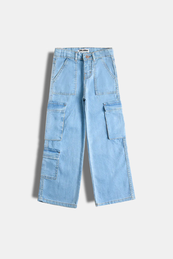 7 Pockets Light Blue Cargo Jeans (PW301)