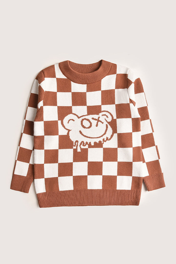 Imported Brown & White Bear Graphic Sweater