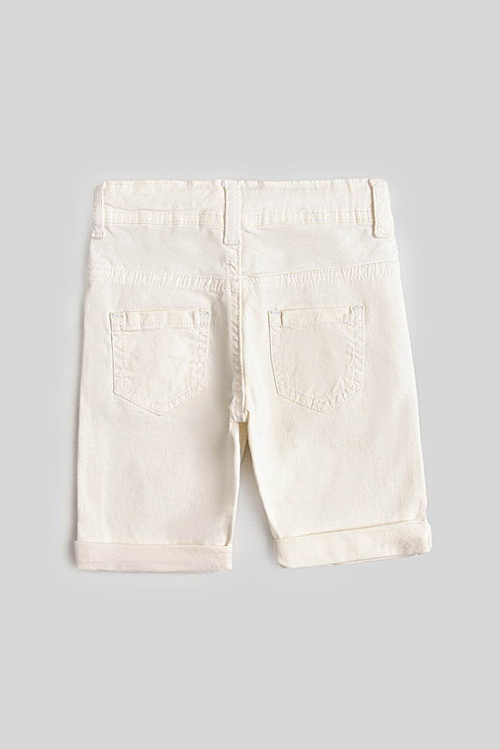 Stretchable White Denim Shorts (pw-73)