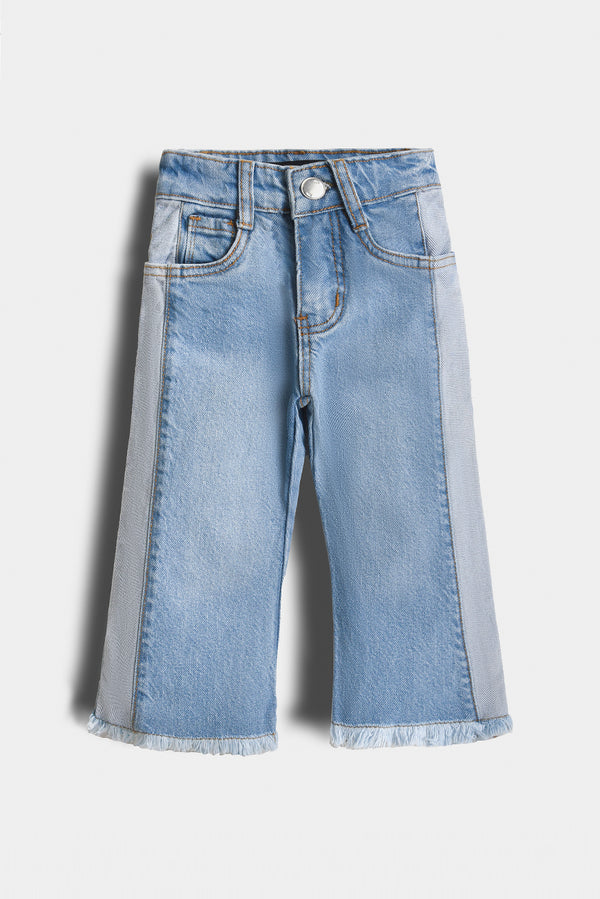 Girls Two-Tone Wide Leg Denim Pants (PW355)