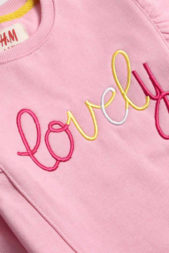 'Lovely' Embroidered Ruffle Sweatshirt