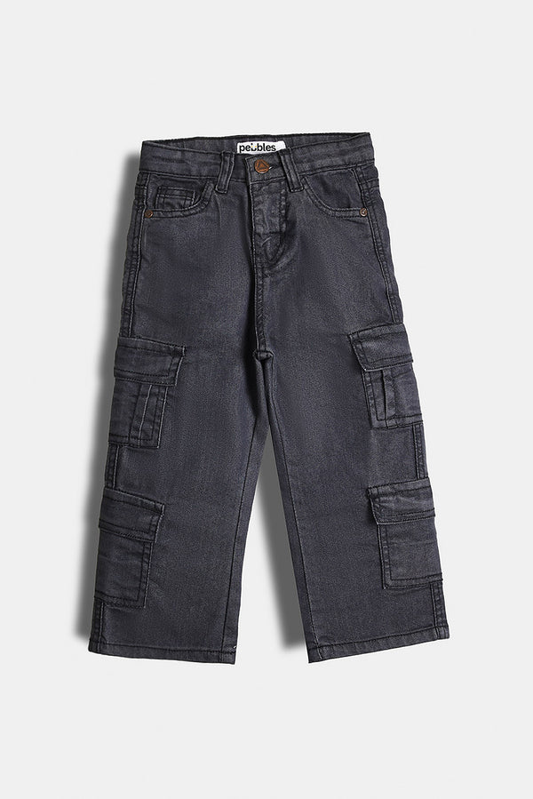 8 Pockets Charcoal Cargo Jeans (PW363)