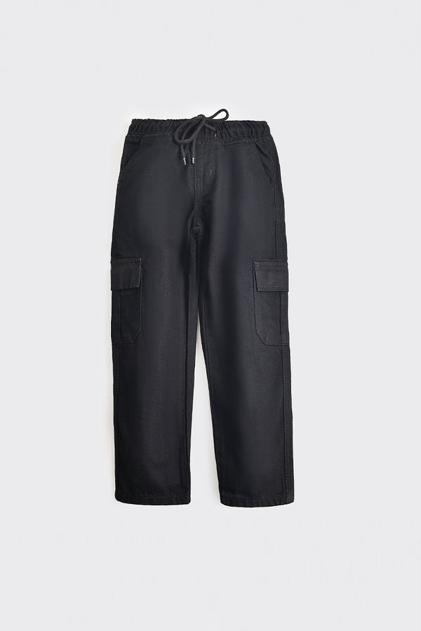 Black Adjustable Cargo Jeans