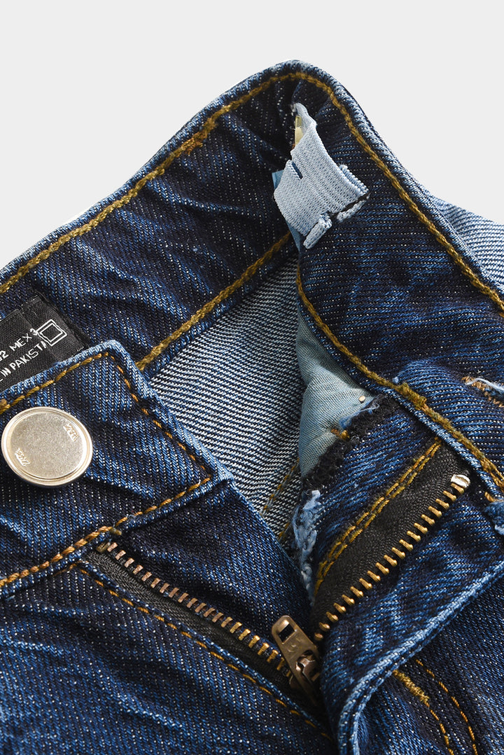 Girls Two-Tone Wide Leg Denim Pants (PW356)