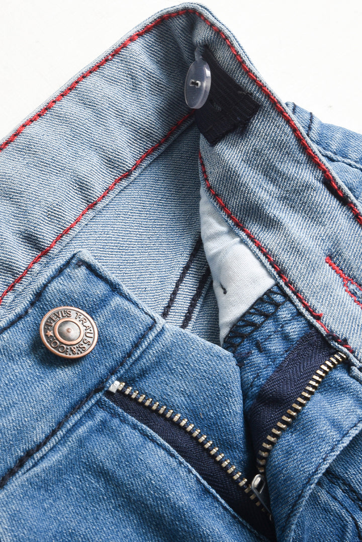 Stretchable Light-Wash Denim Shorts (PW297)