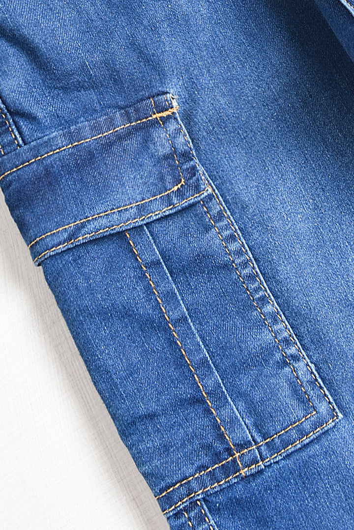 8 Pockets Wide Leg Cargo Jeans (PW146)