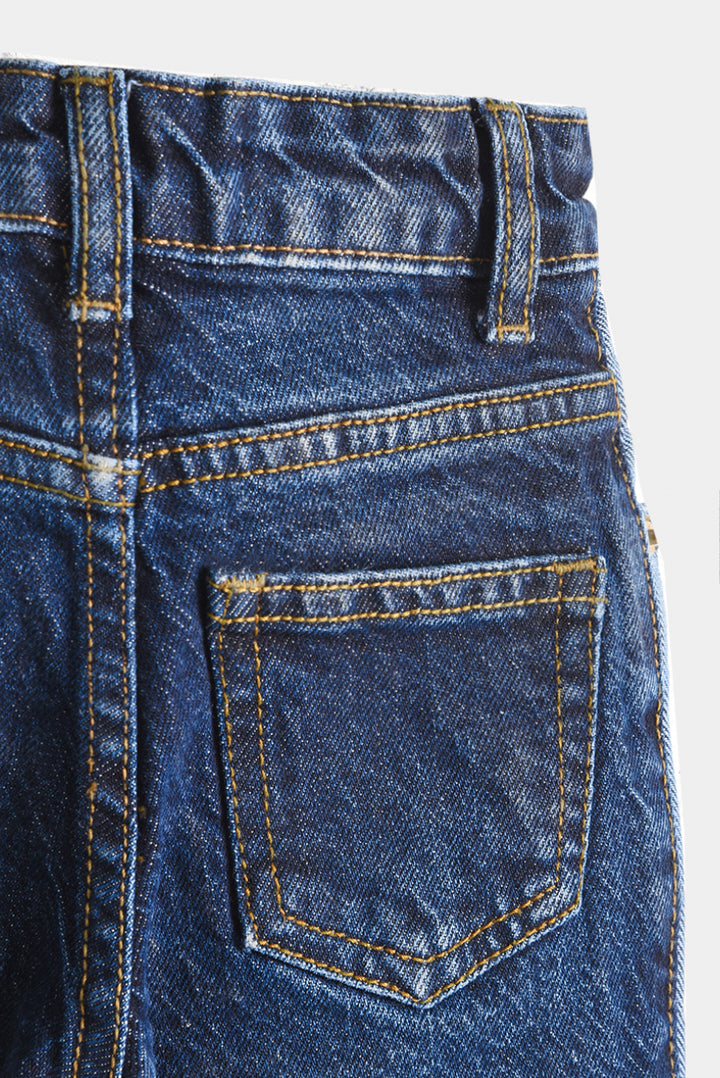 Girls Two-Tone Wide Leg Denim Pants (PW356)