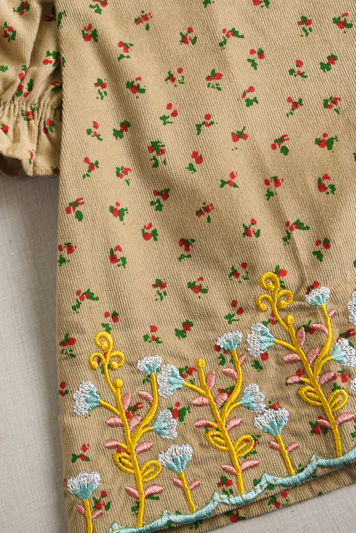 Floral Embroidered Corduroy Dress (PW377)
