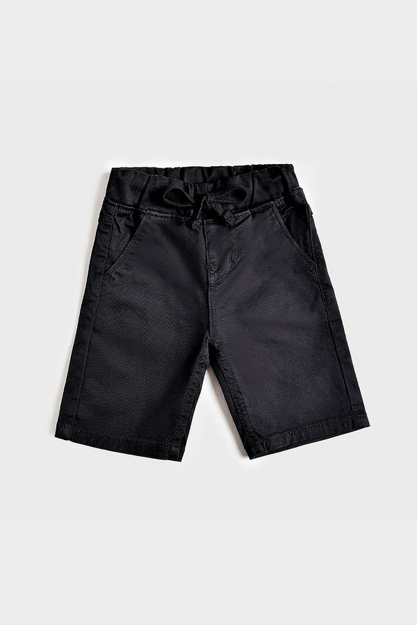 Jet Black Cotton Shorts (PW139)