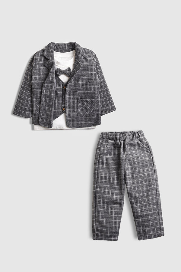 Imported Little Gent Plaid Suit Set ( 3 Pcs)