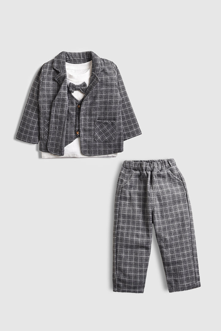 Imported Little Gent Plaid Suit Set ( 3 Pcs)