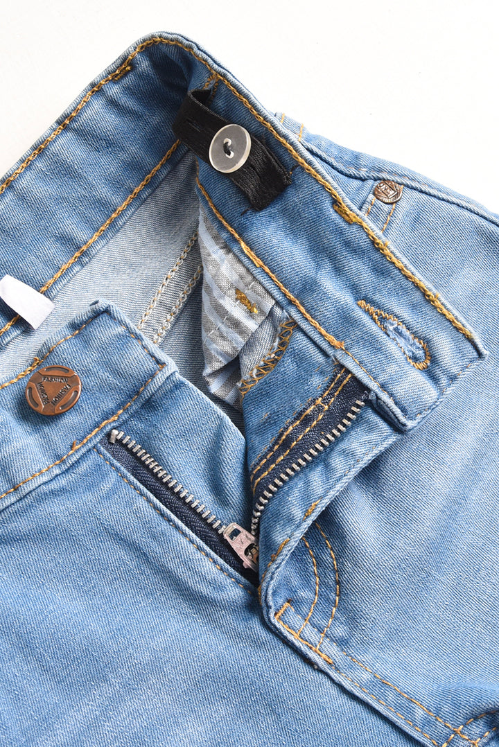 Stretchable Light Blue Flare Denim Pants (PW507)