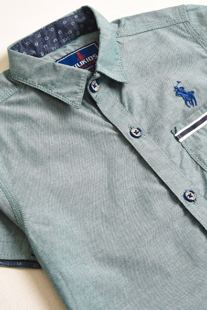 Boys Dusty Green Cotton Shirt (PW271)