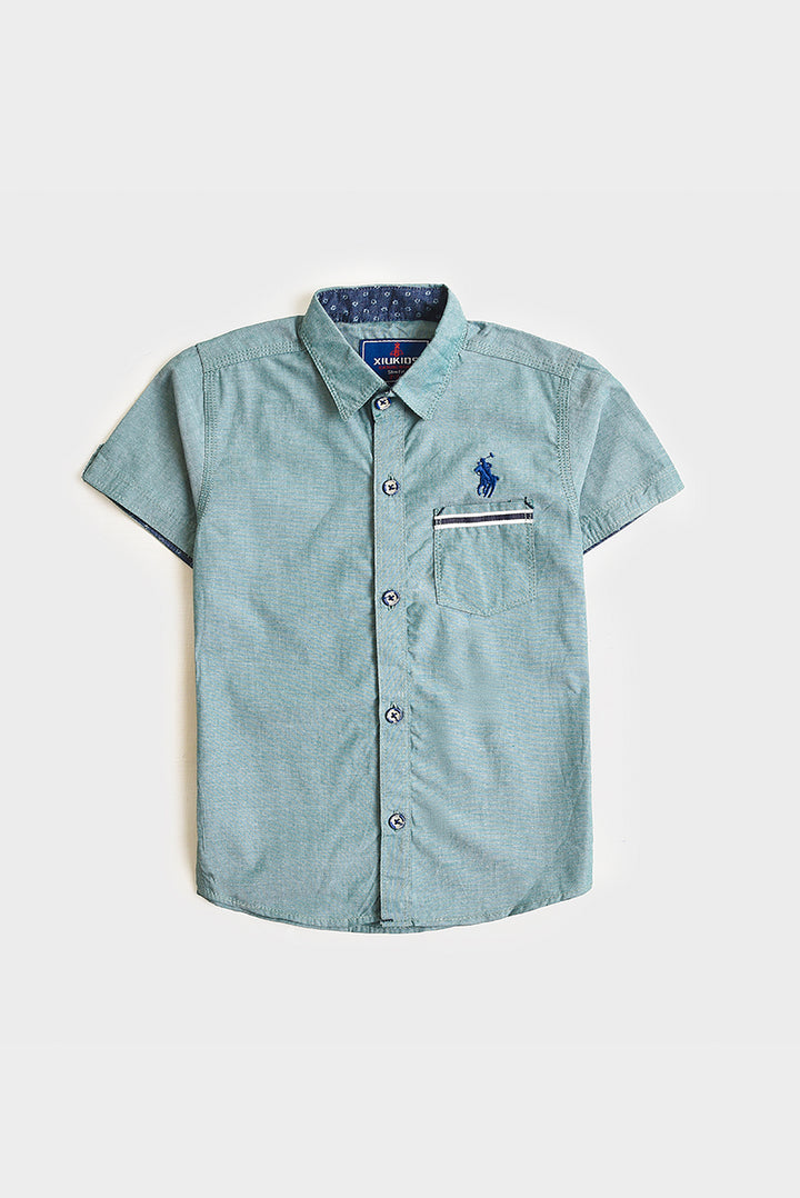Boys Dusty Green Cotton Shirt (PW271)