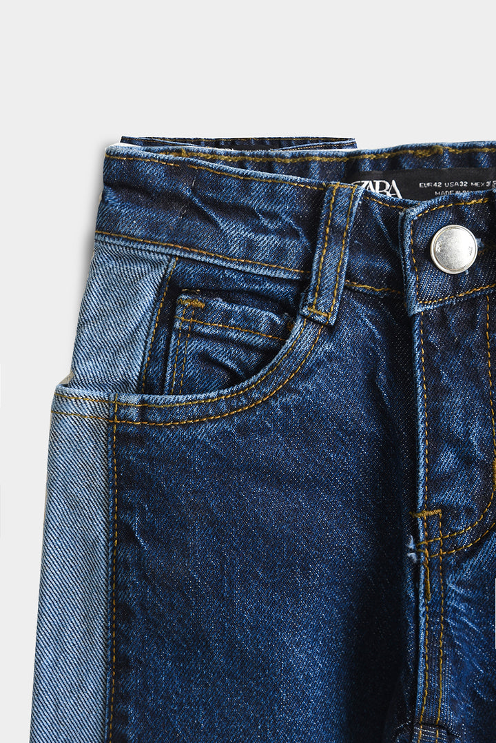 Girls Two-Tone Wide Leg Denim Pants (PW356)