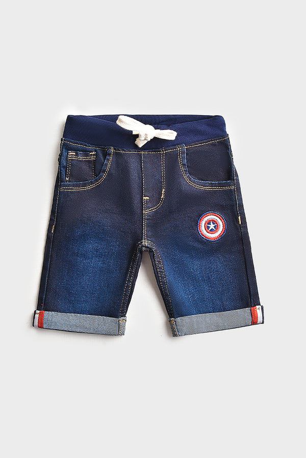 Marvel Embroidered Dark blue Denim Shorts (PW-141)