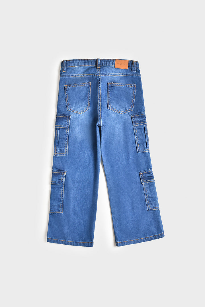 8 Pockets Wide Leg Cargo Jeans (PW146)