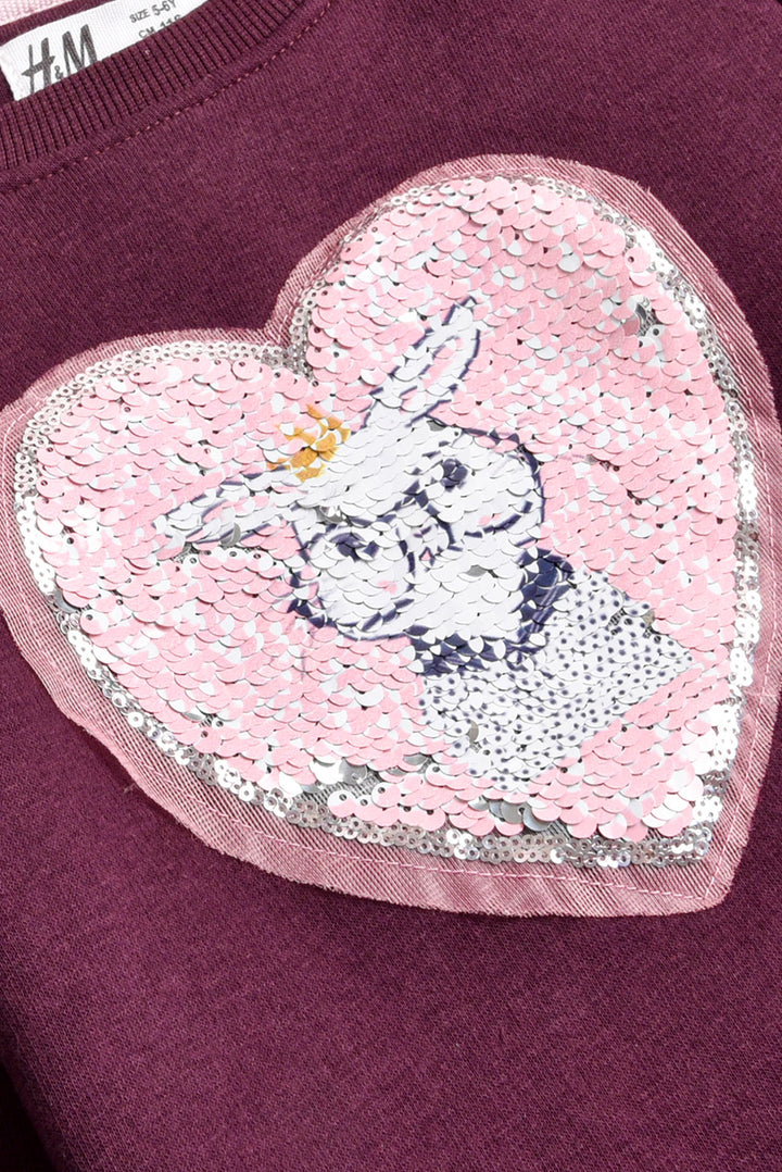 Sequin Bunny Heart Sweatshirt