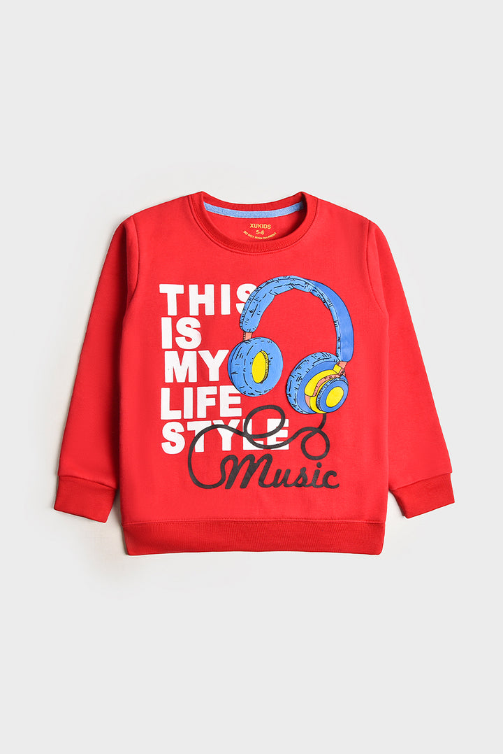 Red Headphones Graphic Sweatshirt