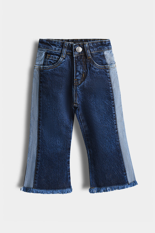 Girls Two-Tone Wide Leg Denim Pants (PW356)