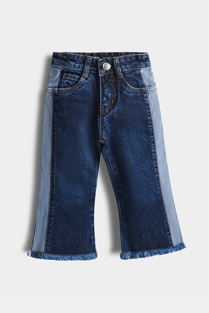 Girls Two-Tone Wide Leg Denim Pants (PW356)