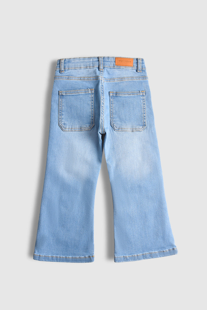 Stretchable Light Blue Flare Denim Pants (PW507)